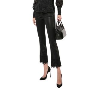 J BRAND Selena Coated Sheen Blackout Lace Hem Mid Rise Crop Boot Jean NWT